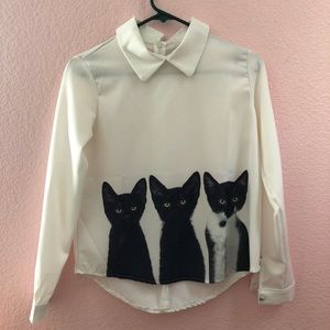 Black Cats Collared Long Sleeve